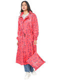 FabSeasons Waterproof abstract printed Long / Full Raincoat for women with adjustable Hood. Pack contains Top and Storage Bag