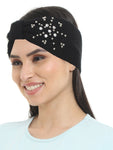 FabSeasons Studded Acrylic Woolen Skull Stretch headband / ear warmer / cap / Hair Accessory for women & Girls for winters