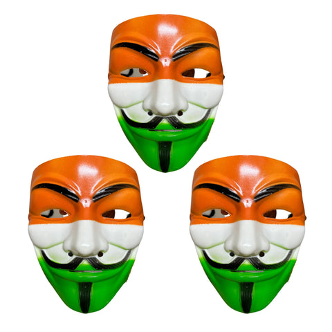 FabSports Face Mask of Indian Flag tricolor Feat V For Vendetta with elastic, Ideal for Support to Team India at Stadium for ICC cricket world cup, Pack of 3