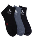 T9 USA Design Unisex Cotton Low Ankle Socks. Pack of 3 pairs