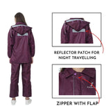 FabSeasons Maroon Raincoat Set for women with adjustable Hood and Reflector