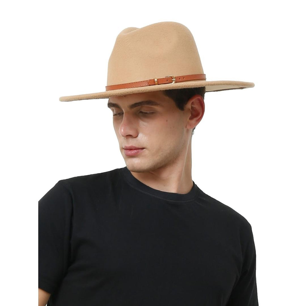 FabSeasons Vintage Wide Brim Beige Fedora Hat with Belt for men freeshipping FABSEASONS
