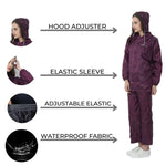 FabSeasons Maroon Raincoat Set for women with adjustable Hood and Reflector