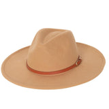 FabSeasons Vintage Wide Brim Beige Fedora Hat with Belt for men freeshipping - FABSEASONS