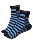 T9 Believe Design Unisex Cotton Liner Casual Business Striped Ankle Socks. Combo of 3 pairs