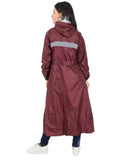 Fabseasons Maroon Raincoat for Women with Adjustable Hood & Reflector for Night visibility freeshipping - FABSEASONS