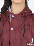 Fabseasons Maroon Raincoat for Women with Adjustable Hood & Reflector for Night visibility