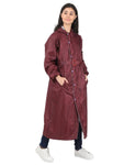 Fabseasons Maroon Raincoat for Women with Adjustable Hood & Reflector for Night visibility