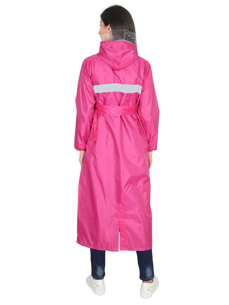 Fabseasons Pink Raincoat for women with Adjustable Hood