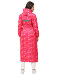FabSeasons Waterproof Long / Full Raincoat for women with adjustable Hood and Reflector at back for Night visibility.