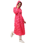 FabSeasons Waterproof Long / Full Raincoat for women with adjustable Hood and Reflector at back for Night visibility.