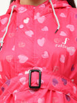 FabSeasons Waterproof Long / Full Raincoat for women with adjustable Hood and Reflector at back for Night visibility.