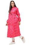 FabSeasons Waterproof Long / Full Raincoat for women with adjustable Hood and Reflector at back for Night visibility.