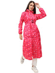 FabSeasons Waterproof Long / Full Raincoat for women with adjustable Hood and Reflector at back for Night visibility.