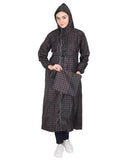 Fabseasons Black Reversible Raincoat for Women Long -Adjustable Hood & Reflector at back