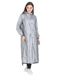 Fabseasons BlackRed Reversible Raincoat for Women Long - Adjustable Hood & Reflector at back