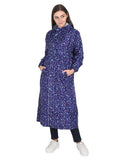 Fabseasons DarkBlue Reversible Raincoat for Women Long - Adjustable Hood & Reflector at back