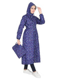 Fabseasons DarkBlue Reversible Raincoat for Women Long - Adjustable Hood & Reflector at back freeshipping - FABSEASONS