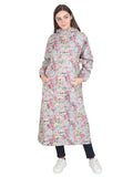 Fabseasons Grey Reversible Raincoat for Women Long -Adjustable Hood & Reflector at back freeshipping - FABSEASONS