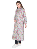 Fabseasons Grey Reversible Raincoat for Women Long -Adjustable Hood & Reflector at back