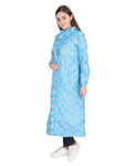 Fabseasons Lightblue Reversible Raincoat for Women Long  -Adjustable Hood & Reflector at back