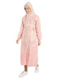 FabSeasons Baby Pink Long Raincoat for women with adjustable Hood & Reflector