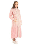 FabSeasons Baby Pink Long Raincoat for women with adjustable Hood & Reflector
