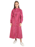 FabSeasons Dark Pink Long Raincoat for women with adjustable Hood and Reflector at back for Night visibility.