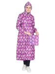 Fabseasons Purple Reversible Raincoat for Women Long- Adjustable Hood & Reflector at back