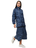 FabSeasons Waterproof Full Raincoat for women with top & skirt with adjustable Hood and Reflector at back for Night visibility.