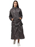 FabSeasons Waterproof Full Raincoat for women with top & skirt with adjustable Hood and Reflector at back for Night visibility.