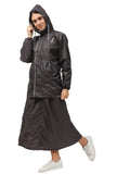 FabSeasons Waterproof Full Raincoat for women with top & skirt with adjustable Hood and Reflector at back for Night visibility.