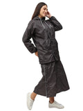 FabSeasons Waterproof Full Raincoat for women with top & skirt with adjustable Hood and Reflector at back for Night visibility.