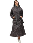 FabSeasons Waterproof Full Raincoat for women with top & skirt with adjustable Hood and Reflector at back for Night visibility.