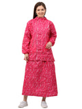 FabSeasons Waterproof Full Raincoat for women with top & skirt with adjustable Hood and Reflector at back for Night visibility.