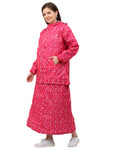 FabSeasons Waterproof Full Raincoat for women with top & skirt with adjustable Hood and Reflector at back for Night visibility.