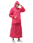 FabSeasons Waterproof Full Raincoat for women with top & skirt with adjustable Hood and Reflector at back for Night visibility.