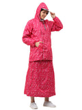 FabSeasons Waterproof Full Raincoat for women with top & skirt with adjustable Hood and Reflector at back for Night visibility.