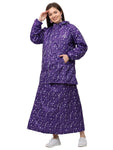 FabSeasons Waterproof Full Raincoat for women with top & skirt with adjustable Hood and Reflector at back for Night visibility.