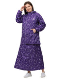 FabSeasons Waterproof Full Raincoat for women with top & skirt with adjustable Hood and Reflector at back for Night visibility.