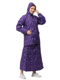 FabSeasons Waterproof Full Raincoat for women with top & skirt with adjustable Hood and Reflector at back for Night visibility.