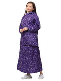 FabSeasons Waterproof Full Raincoat for women with top & skirt with adjustable Hood and Reflector at back for Night visibility.