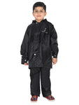 Fabseasons Solid Black Waterproof Raincoat for kids Set of Pant & Top with Hood