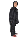 Fabseasons Solid Black Waterproof Raincoat for kids Set of Pant & Top with Hood