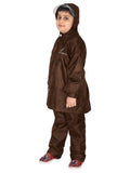 Fabseasons Solid Brown Waterproof Raincoat for kids Set of Pant & Top with Hood