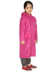 Fabseasons Unisex Pink Waterproof Long - Full  raincoat for Kids with hood