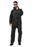 FabSeasons Premium 100% Waterproof raincoat for Men & Women with Hood- BlackNeon freeshipping - FABSEASONS