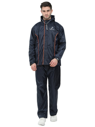 FabSeasons Premium 100% Waterproof raincoat for Men & Women with Hood- BlueOrange freeshipping - FABSEASONS