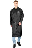 Fabseasons Black Apex High Quality Long Unisex Raincoat -with Adjustable Hood & Reflector at Back