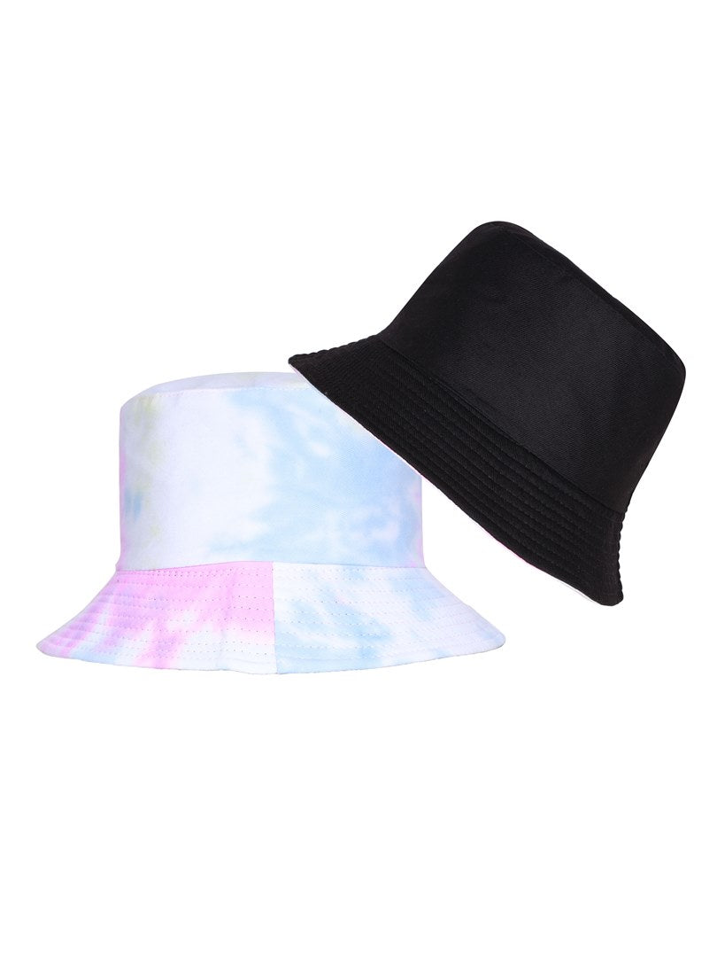 FabSeasons Multi Color Tie-Dye Reversible Bucket Hats: Blue-Pink-White ...